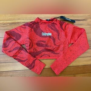 Civil Regime Red Chaos Kelly Seamless Long Sleeve Top